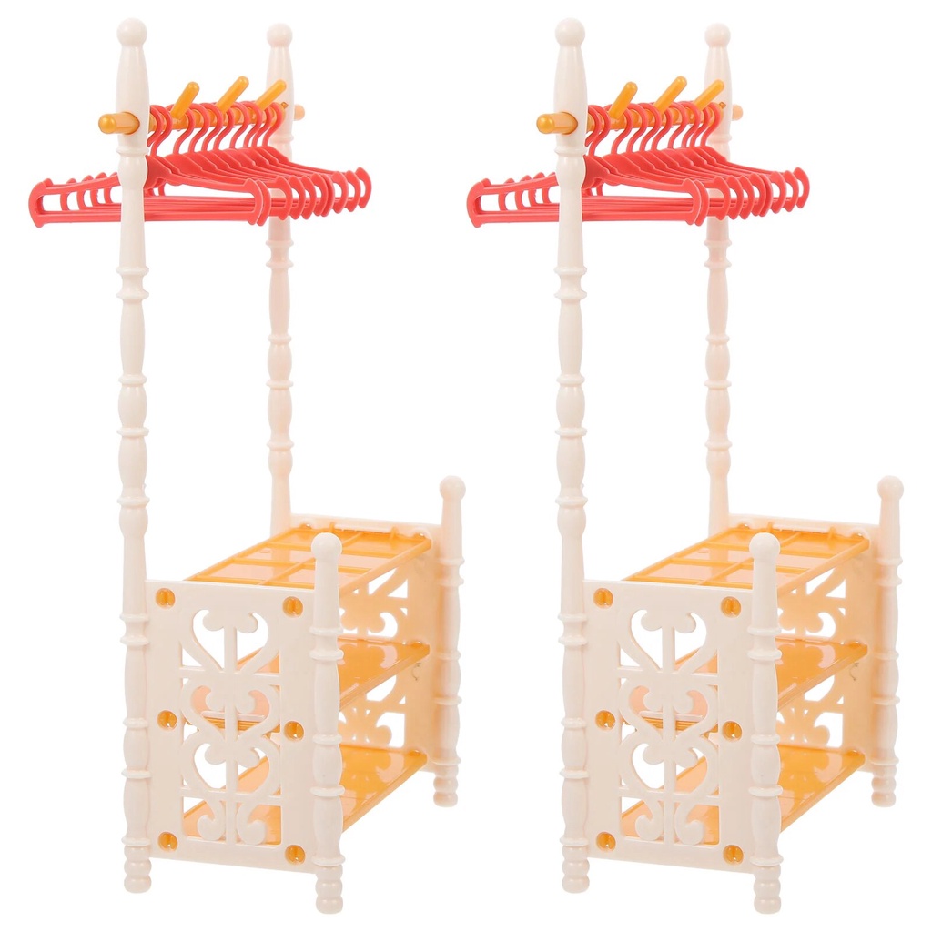 2 Sets Drying Rack Mini Clothes House Miniature Furniture Model Hanger ...