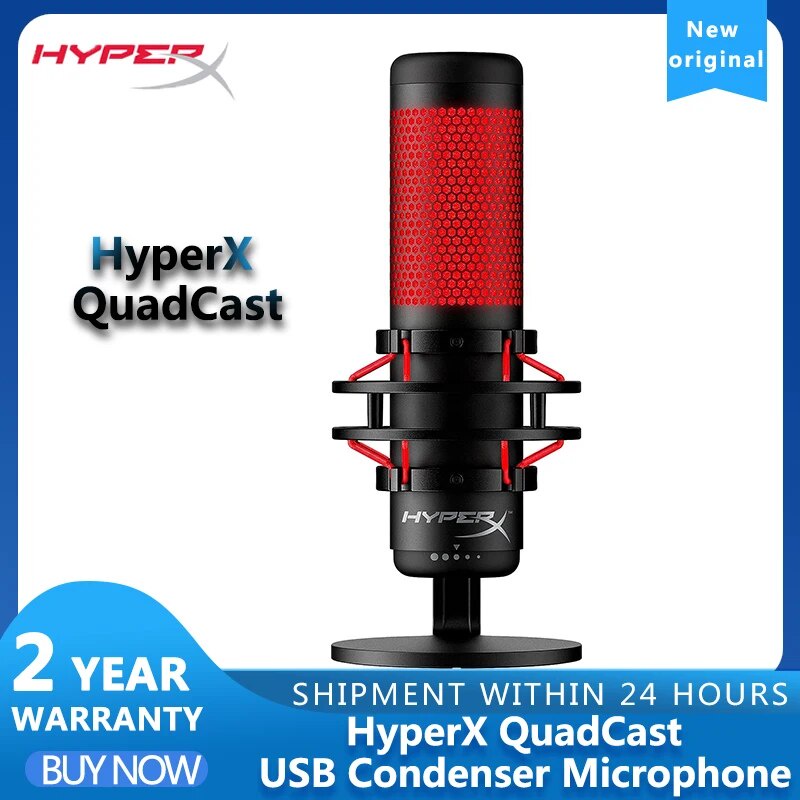 HyperX QuadCast USB Condenser Gaming Microphone Anti-Vibration Shock Mount  Four Polar Patterns For PC PS4