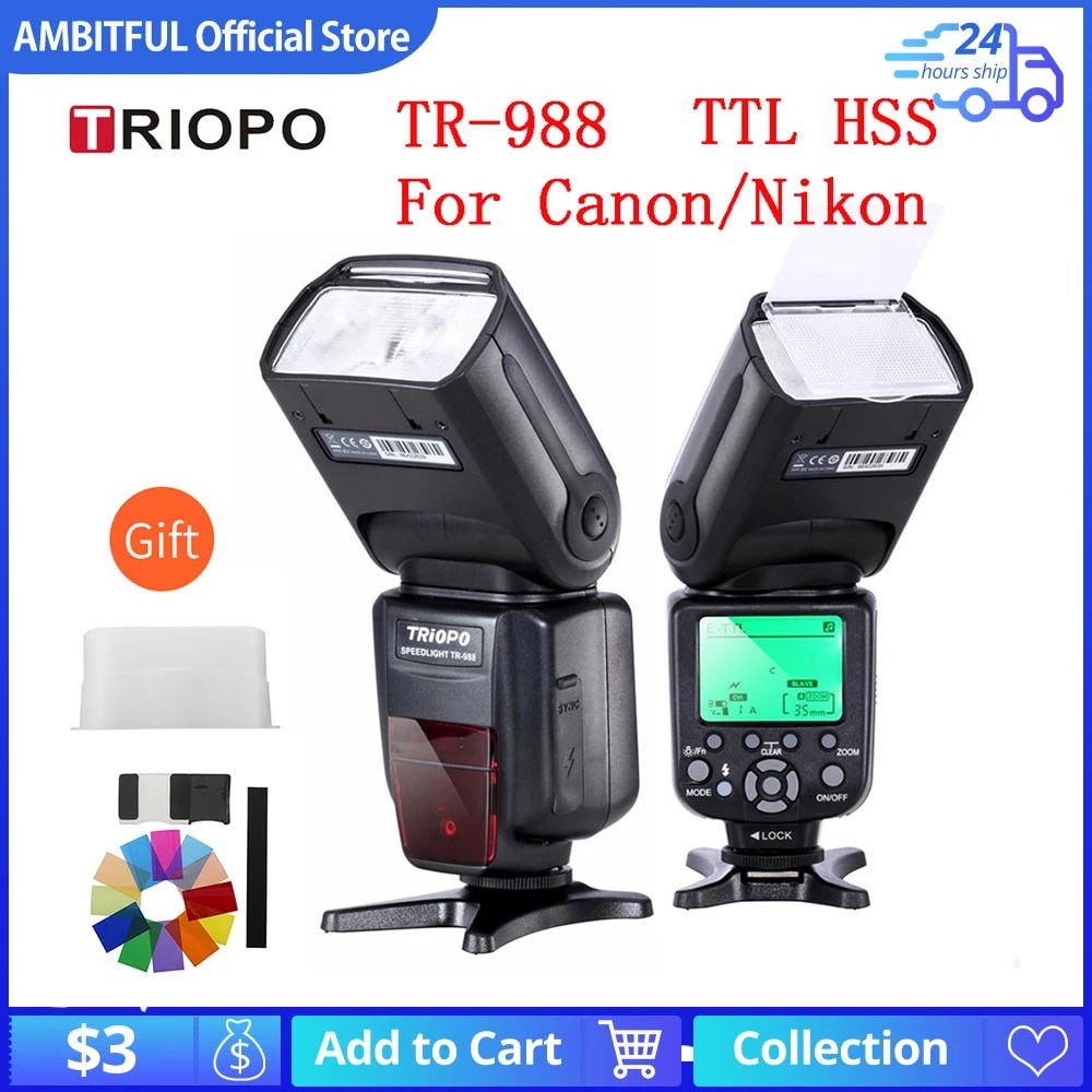 ☚TRIOPO TR988 TTL High Speed Sync Camera Speedlite Flash for Canon and