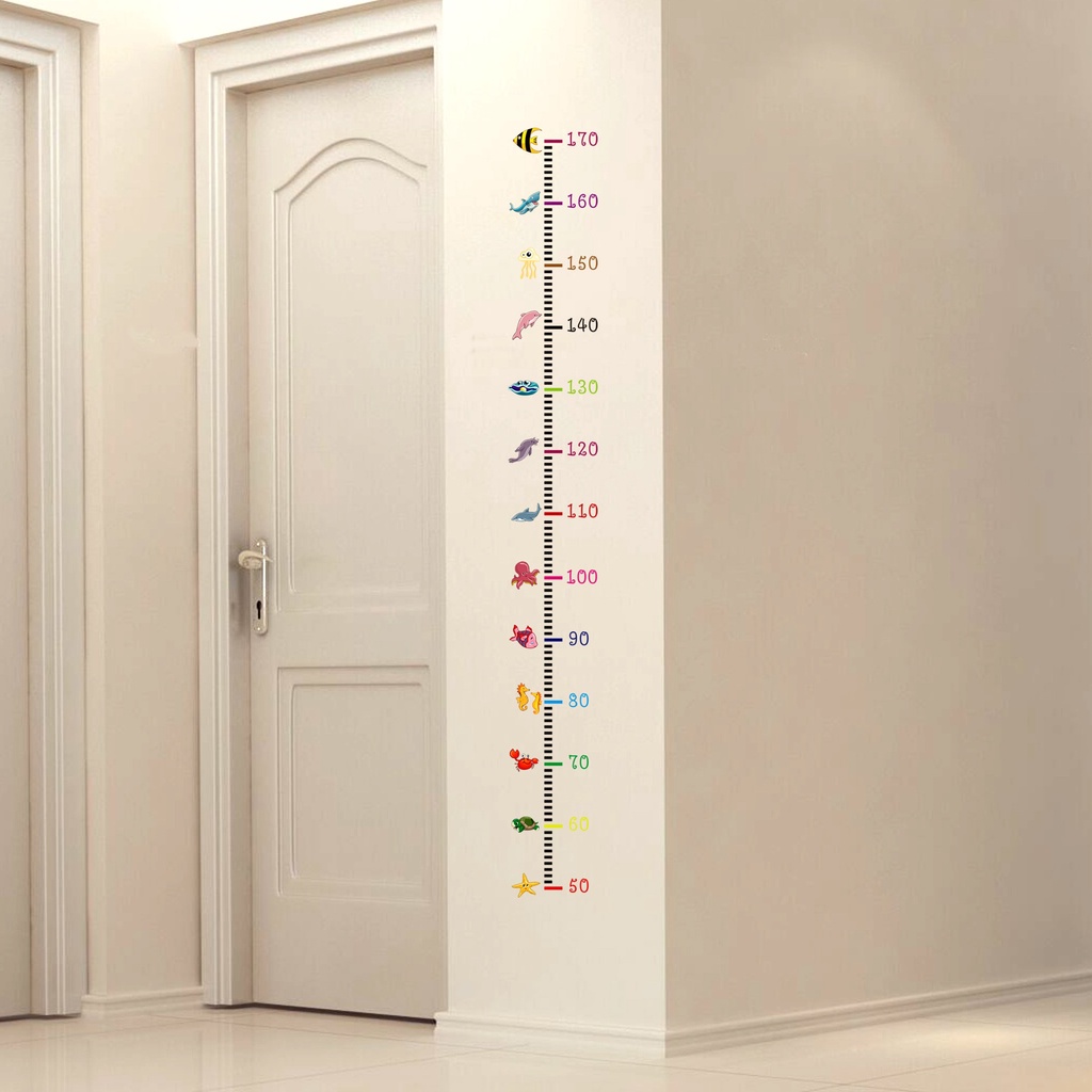 Sea Animals Cartoon Height Measurement Wall stickers DIY Home Decor ...