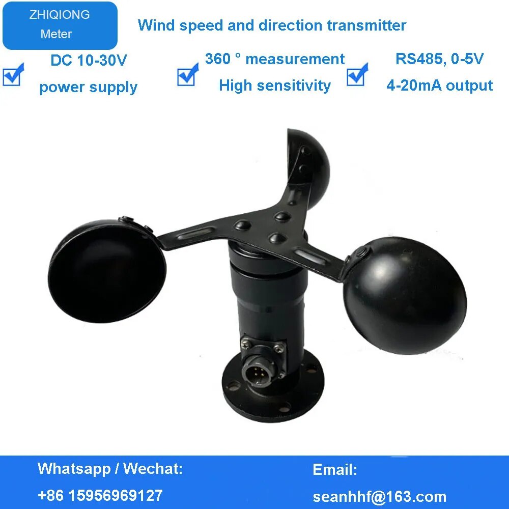 Rs485 Current 4 20ma Voltage Aluminum Wind Speed Sensor Modbus Anemometer Digital Wind Speed