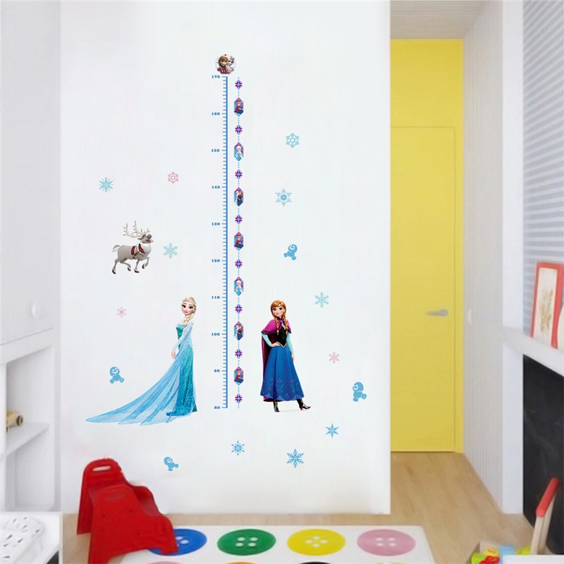 Frozen Height Measure Wall Sticker For Kids Rooms Princess Children