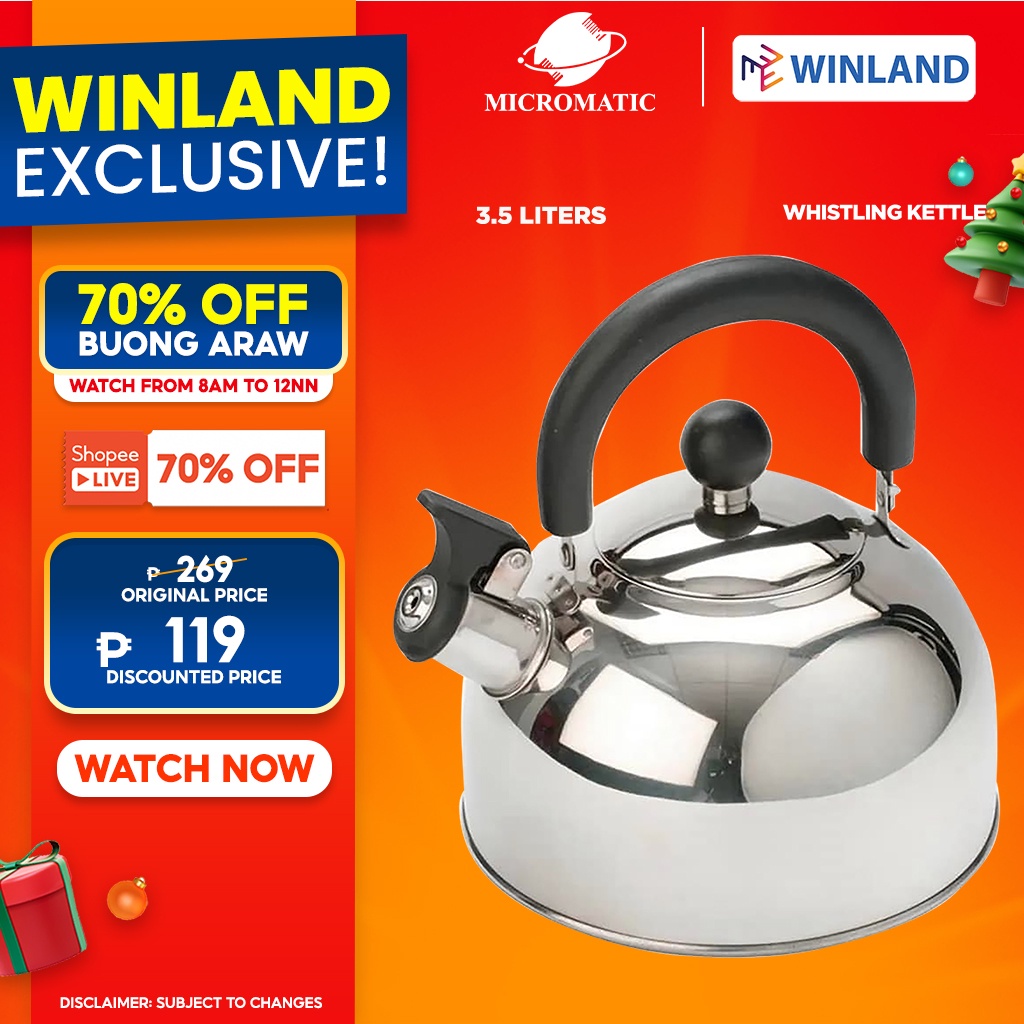 Micromatic by Winland 3.0L Stainless Steel Whistling Kettle Takure MK