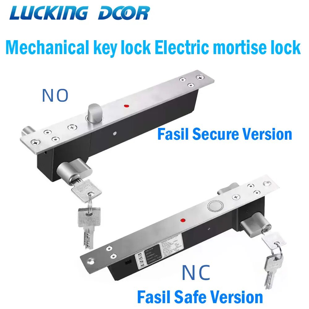 79I DC 12V Fail Secure Bolt Lock With Mort Lock Cylinder Mechanical key ...