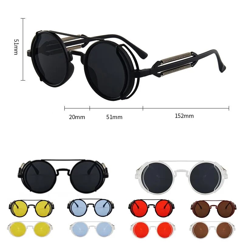 649 Punk Steampunk Sunglasses Retro Men S Brand Designer Round Punk Eyewear Gothic Style Produ 