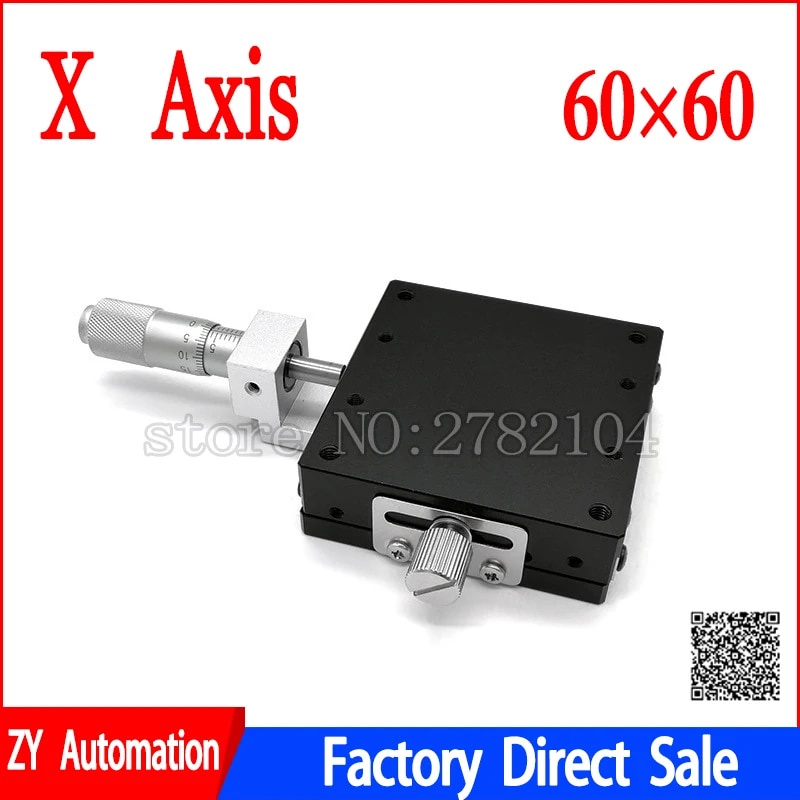 X Axis 60*60mm Knob Micrometer Sliding stage Guide Rail Type Platform ...