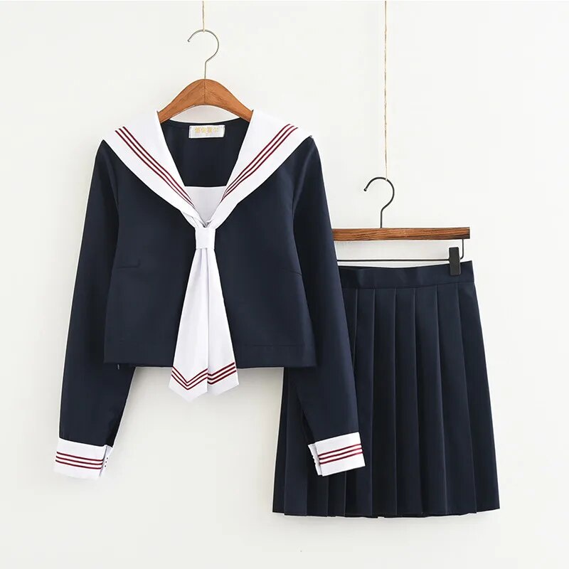 Navy Seifuku Japanese School Uniforms Comfortable Cotton Sailor Uniform Schoolgirl Graduation