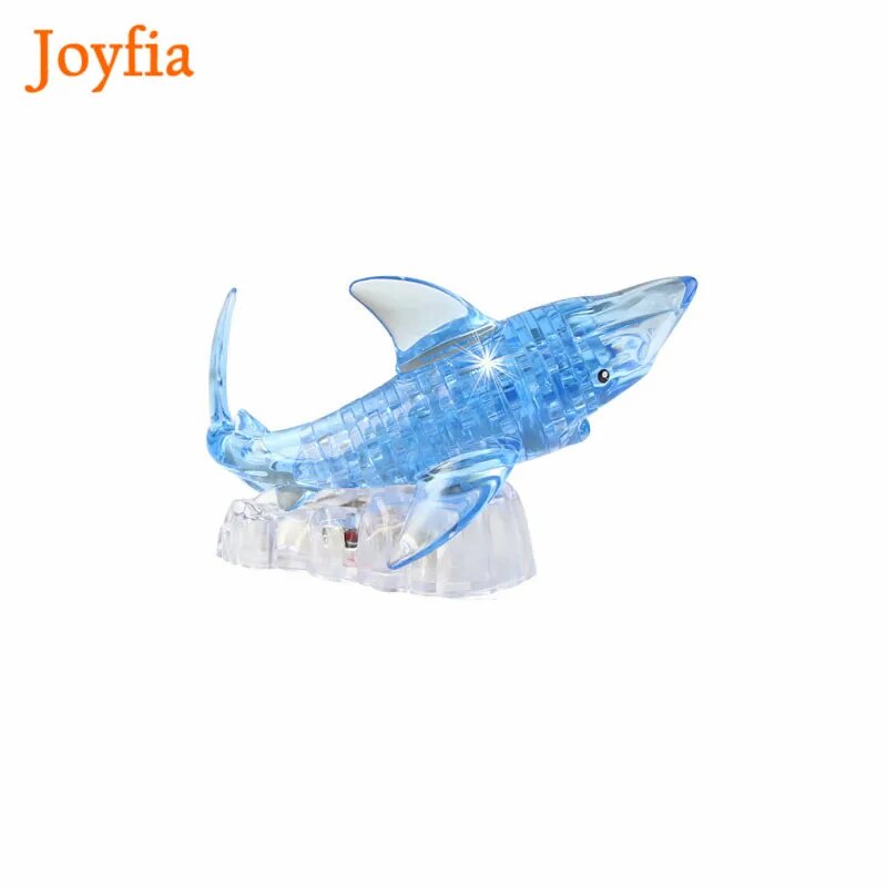 89m Kids Puzzle Toys 3D Crystal Puzzle Shark with Flash Light DIY Fish