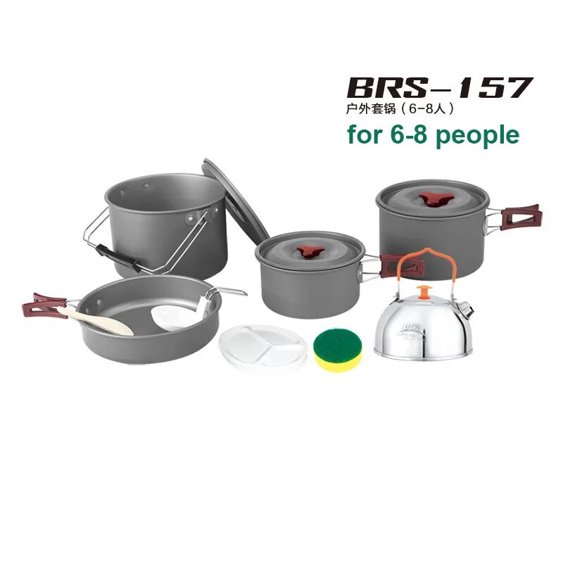 06E BRS 157 Camping Cooking Pot Set Outdoor 68 Persons Team Foldable
