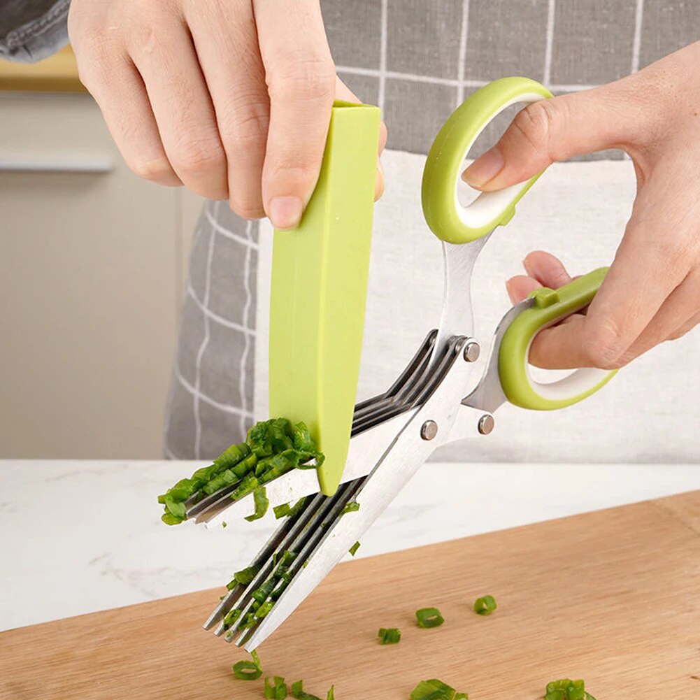 5-layer Kitchen Scallion Scissors Incisive Multifunctional Vegetable ...