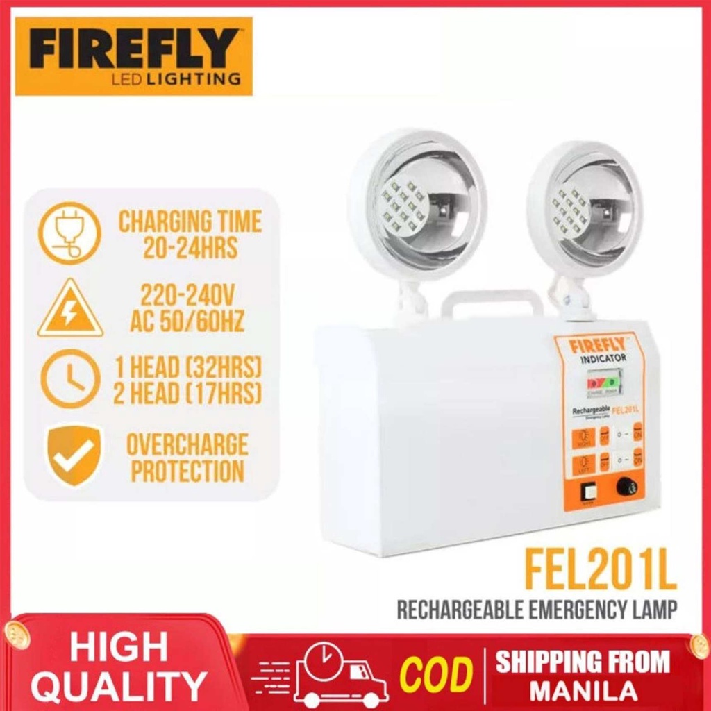 FIREFLY Rechargeable LED Twin Head Emergency Lights FEL201L Firefly ...