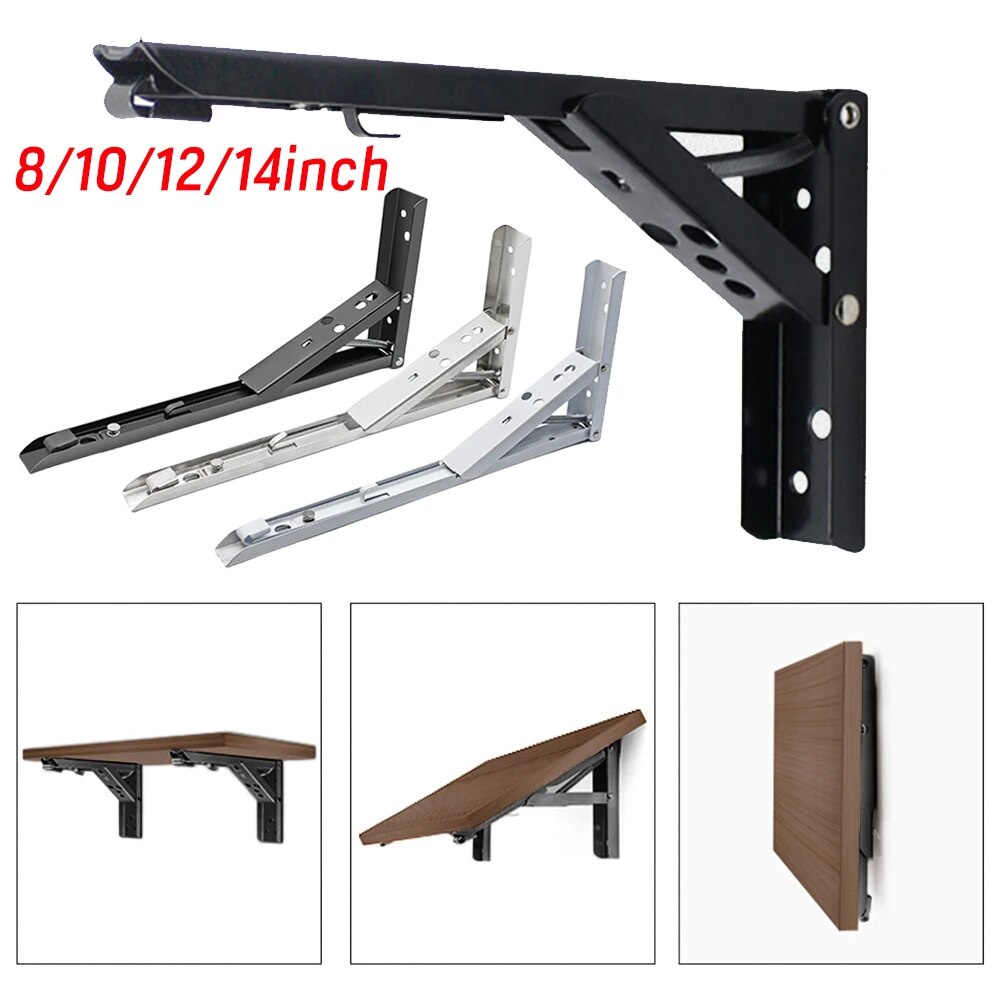 8/10/12/14Inch Wall Mounted Triangle Folding Angle Bracket Bench Table ...