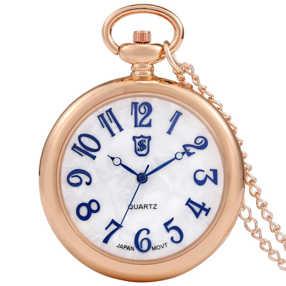 56C Men No Cover Pocket Watch HighEnd Rose Gold Clock Classic Arabic