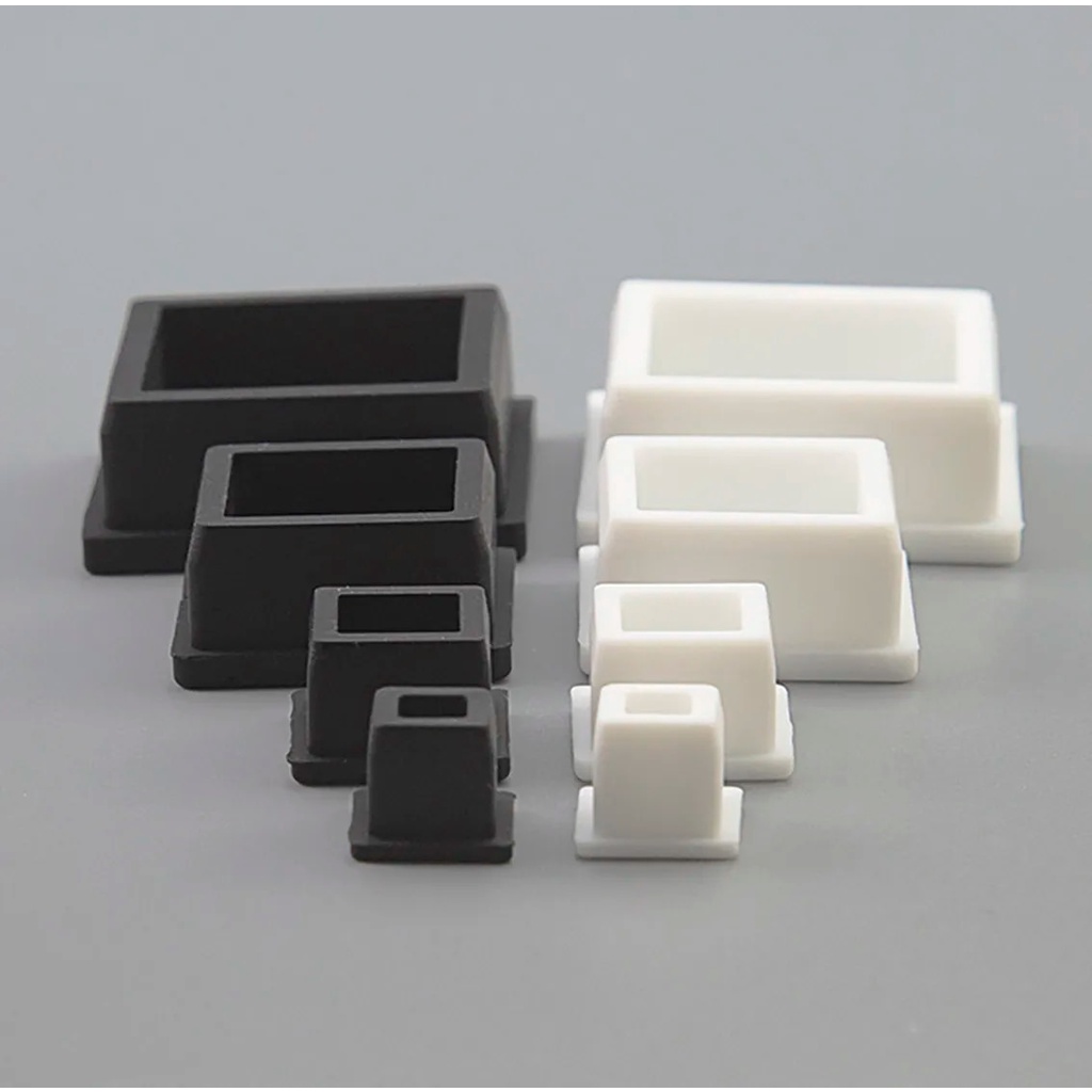 Black/White Square Silicone Rubber End Caps T Type Blanking Plugs Tube ...