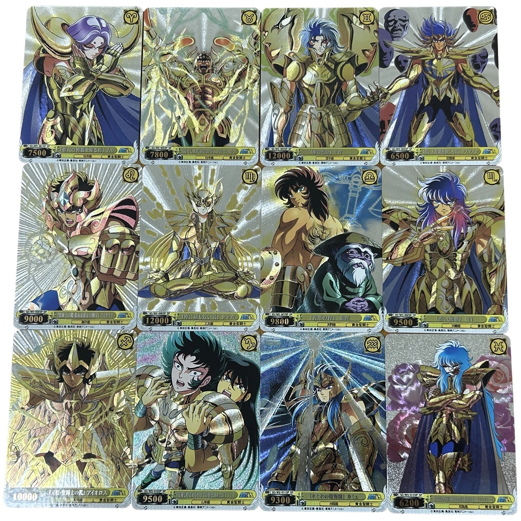 12Pcs/set Saint Seiya Flash Cards Gold Saint Aiolia Aiolos Mu Aldebaran ...