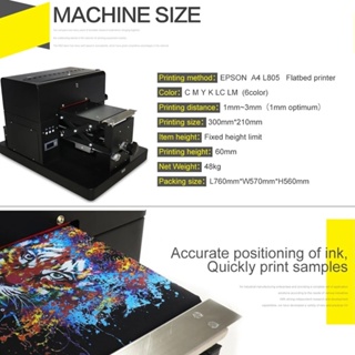 ♜A4 DTG Garment Printer A4 DTG Flatbed Printer Direct Print to T-shirt ...