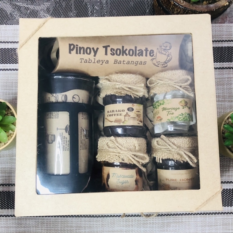 V25 Gift Set 6 in 1 box / french press,tablea,barako,muscovado,honey ...