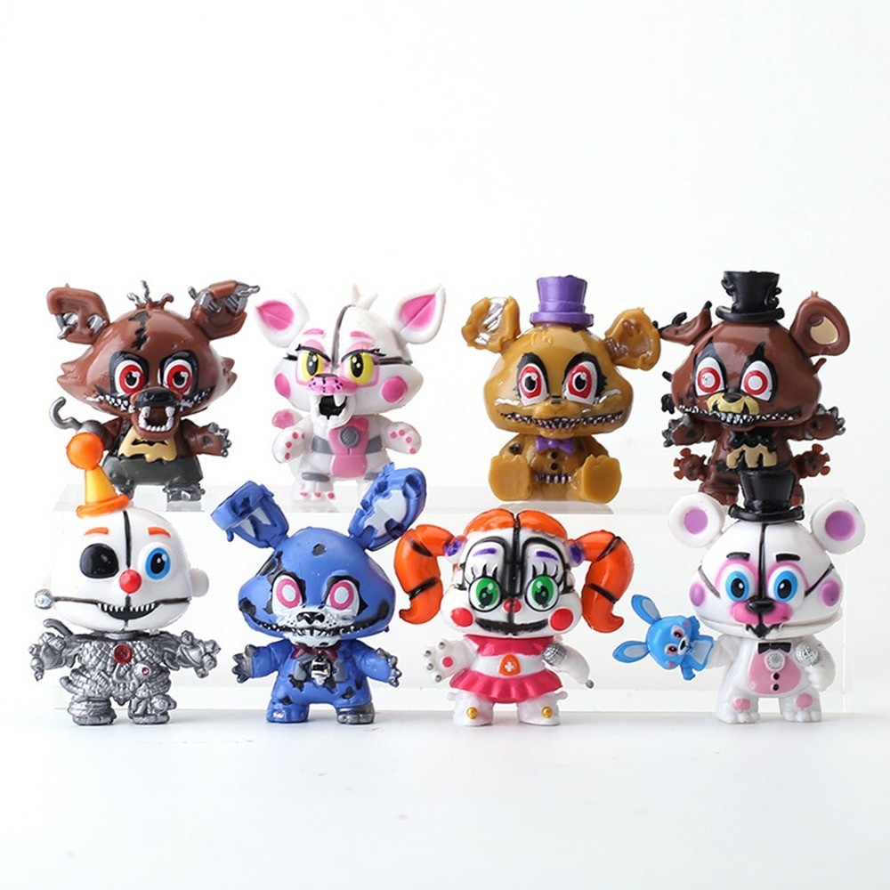 8 Pcs/Set FNAF Figure Freddy Bonnie Foxy Figures Collection Model Game ...