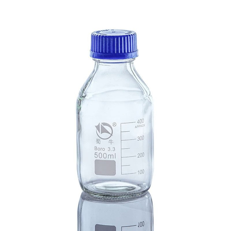 Laboratory clear amber brown thread screw lid cap Glass Reagent Bottle