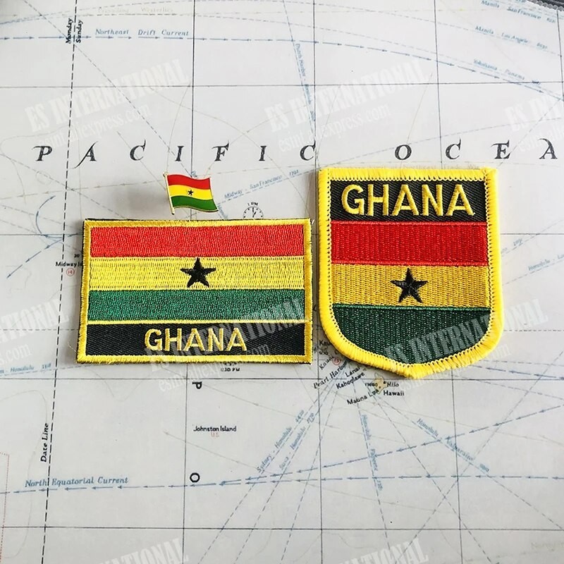 GHANA National Flag Embroidery Patches Badge Shield And Square Shape