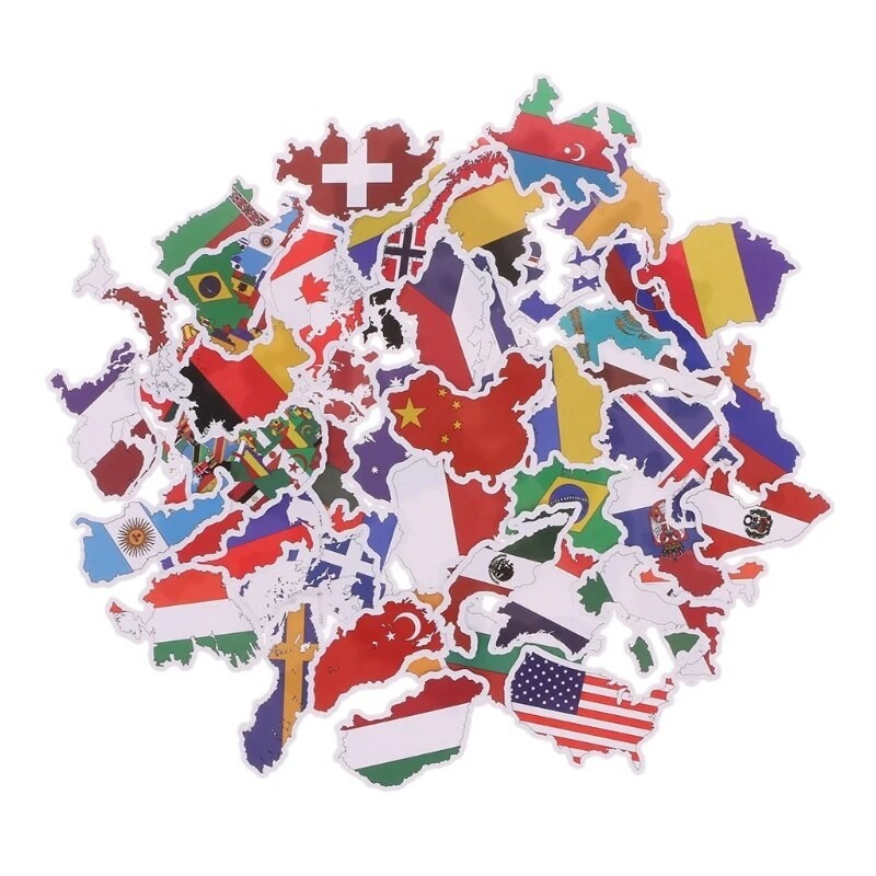 50X National Flags Stickers Toys Countries Map Sticker DIY Scrapbooking ...