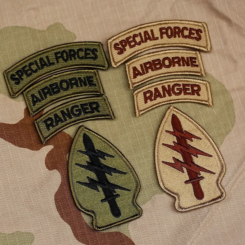 ~US ARMY SPECIAL FORCES & AIRBORNE & RANGER TABS EMBROIDERED PATCH ...