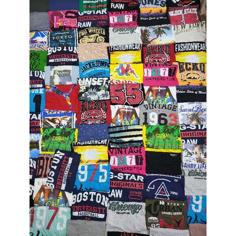 Men's t-shirts bundle 15pcs 1500 peso assorted design | Shopee Philippines