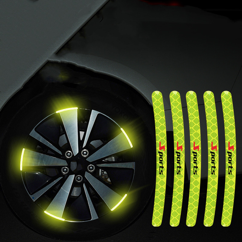 20pcs wheel hub decals reflective reflector strips tape rim stickers ...