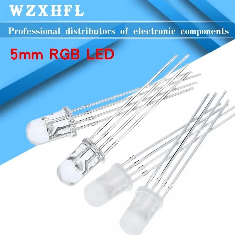 37D 10pcs 5mm RGB LED Common Cathode / Common Anode Tri-Color Emitting ...