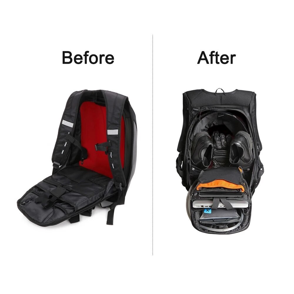 Motorcycle Carbon Fiber Backpack Riding Bag Waterproof Hard Shell ...