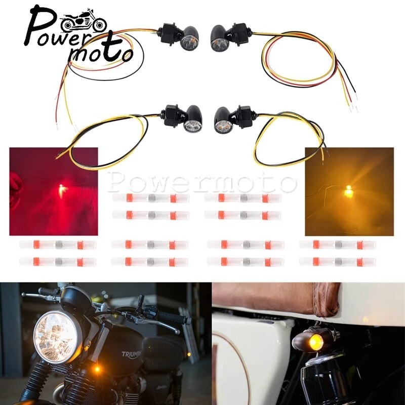 ☪Universal Motorcycle Mini LED Turn Signal Light Lamp Flashing E-Mark ...