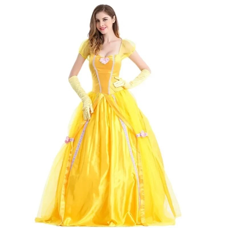 ☂Halloween Cosplay Costume Beauty And the Beast Princess Belle Dress ...