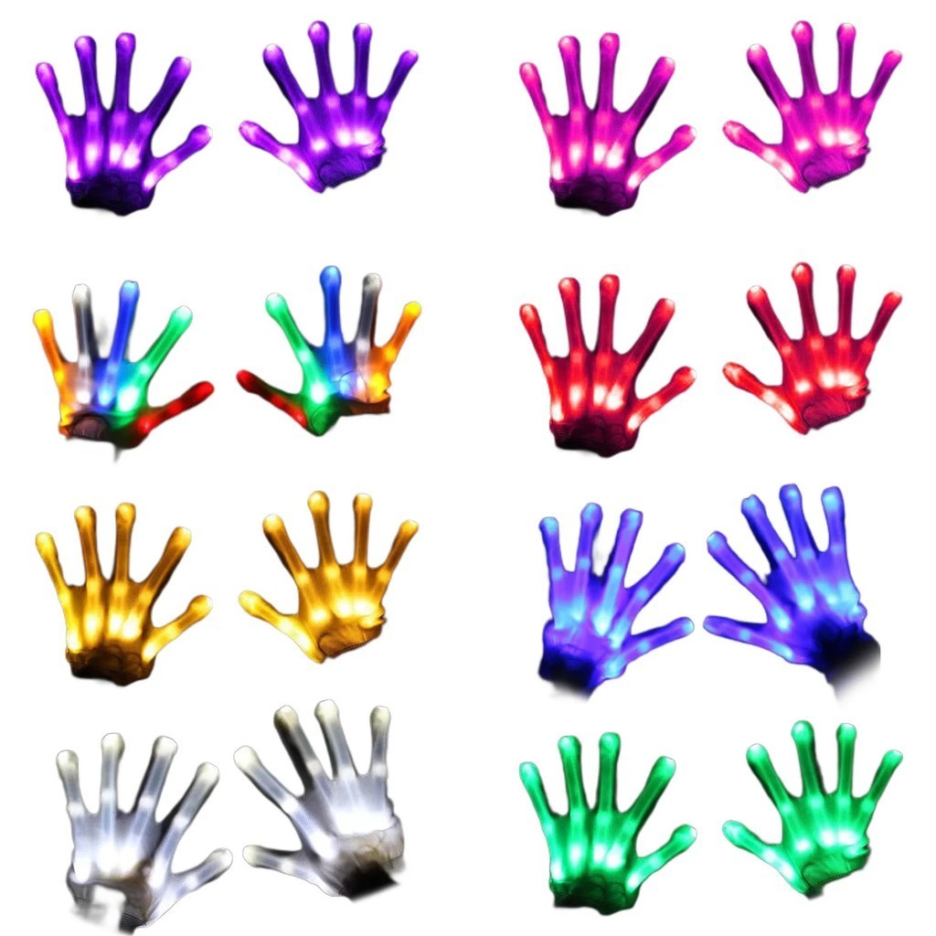 ⋛1pair Luminous LED Gloves Neon Guantes Glowing Light Props Luminous ...