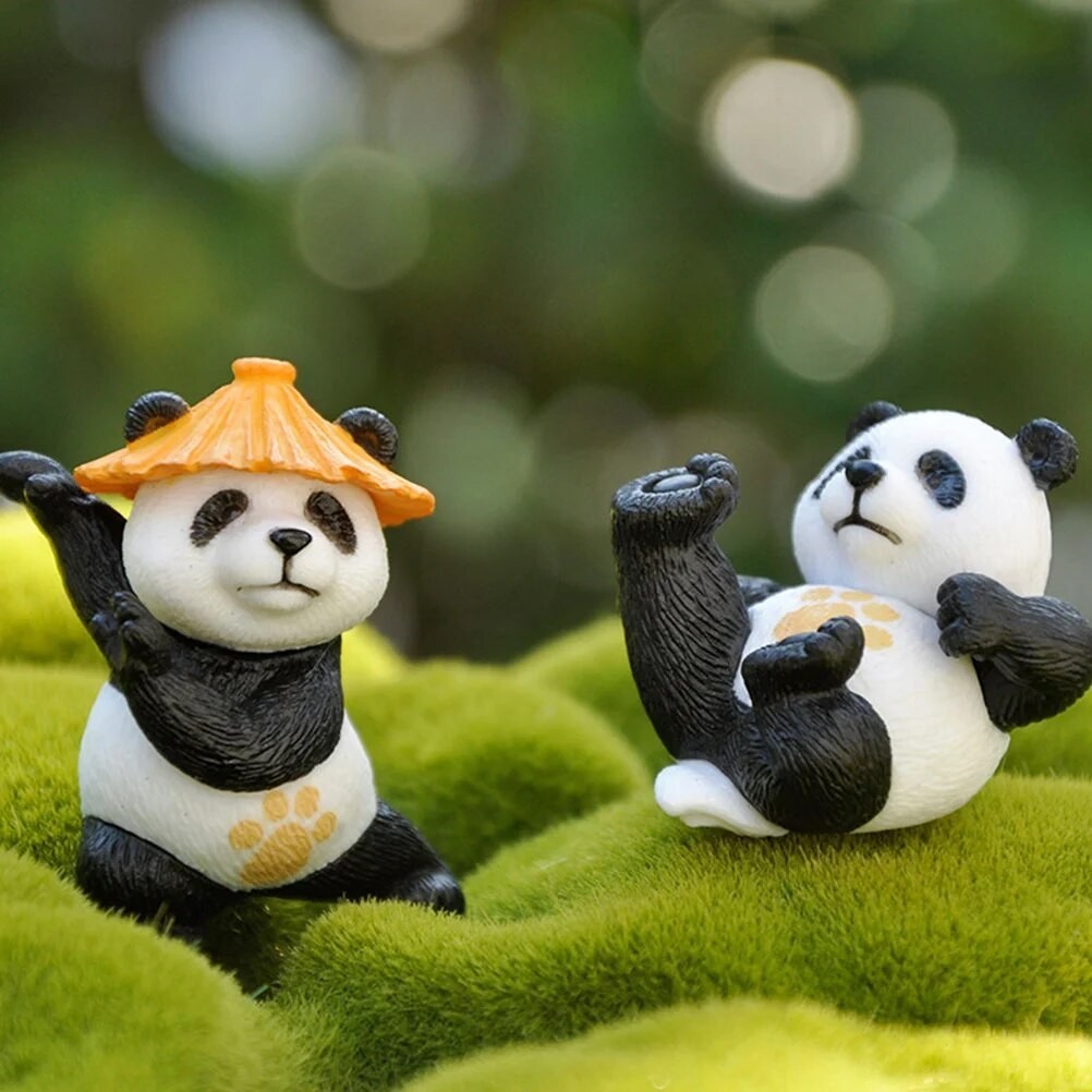 Gadpiparty Mini Panda Figurine Cute Panda Doll Kung Fu Pvc Panda Statue ...