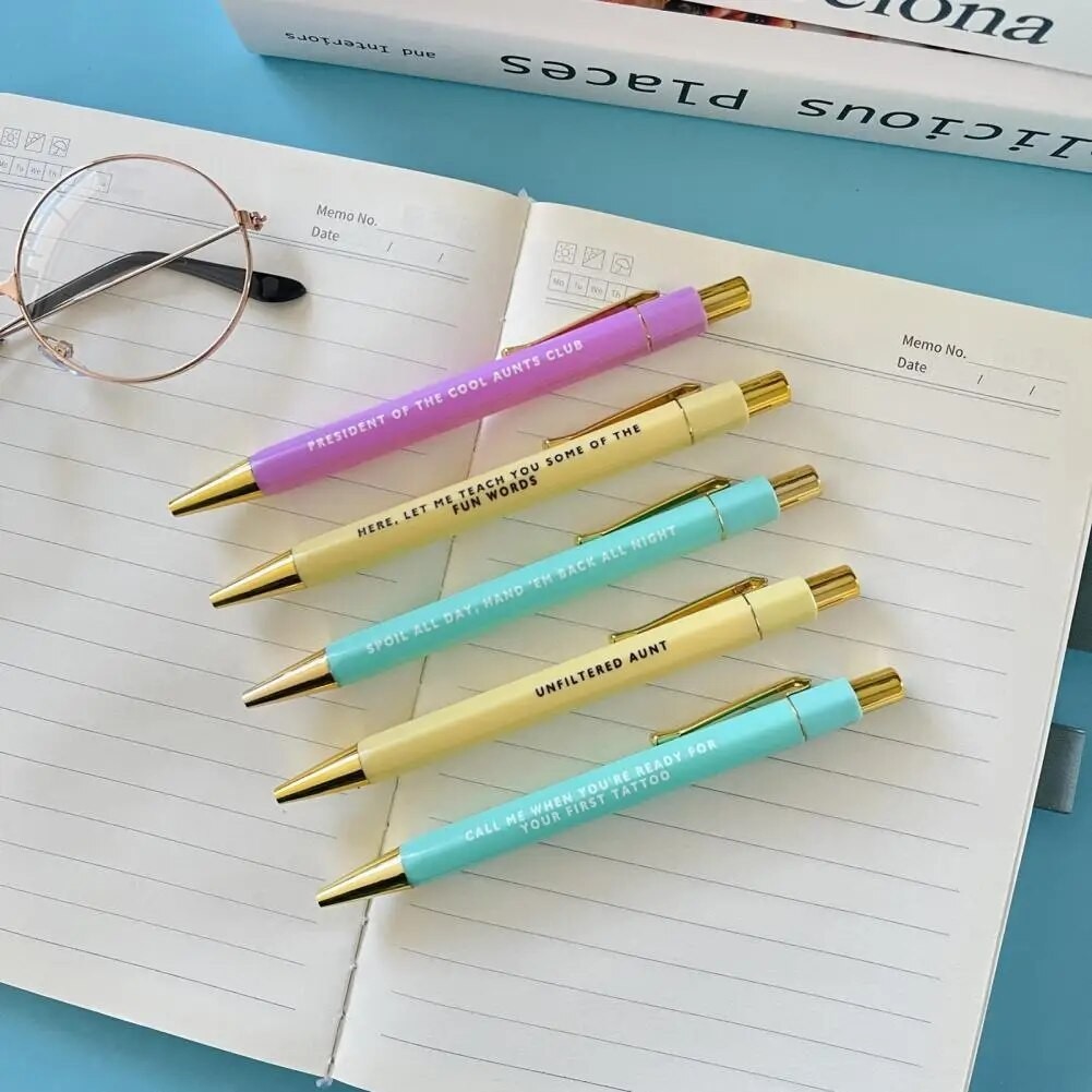 5Pcs Ballpoint Pen Quick-Drying Funny Pens Smooth Writing Retractable ...