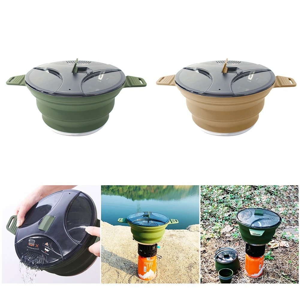 Foldable Portable Camping Cook Pot Saving Space Open Fire Coffee Pot ...
