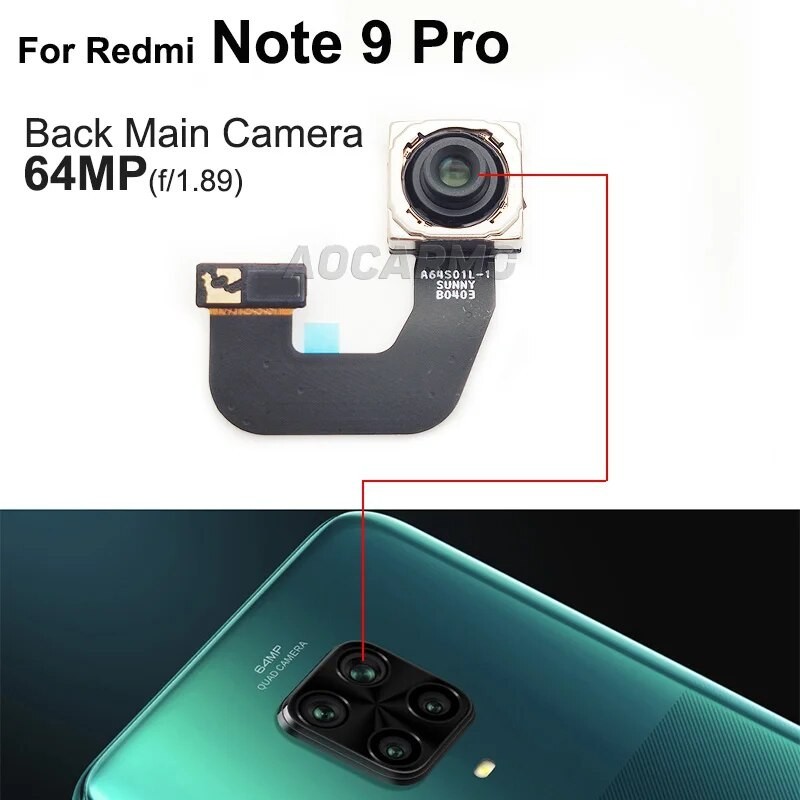 03j Aocarmo For XiaoMi Redmi Note 9 Pro Back Big Rear Camera Facing ...