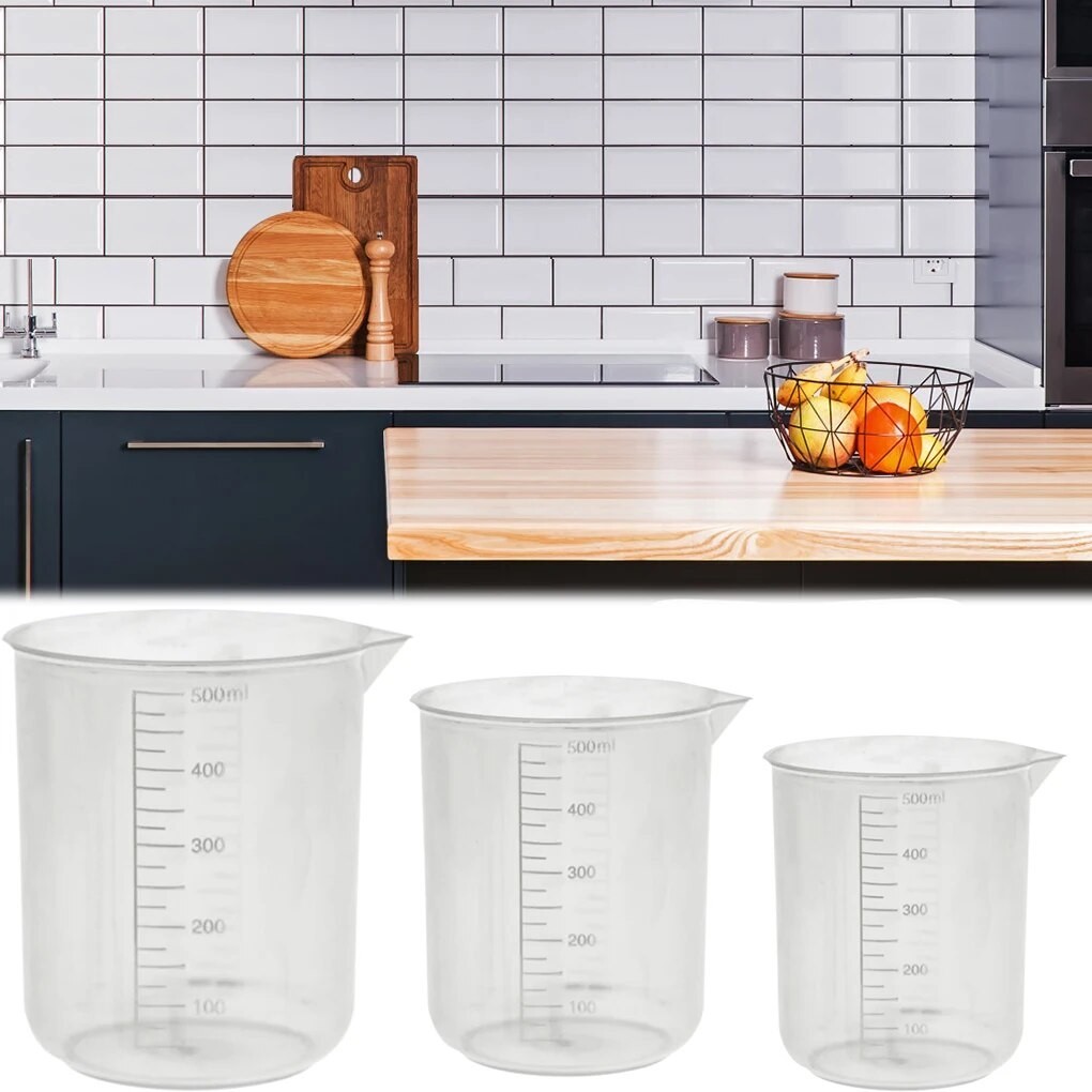 5 Pcs/set Plastic Measuring Cups Lab Beakers Water Flour Powder ...