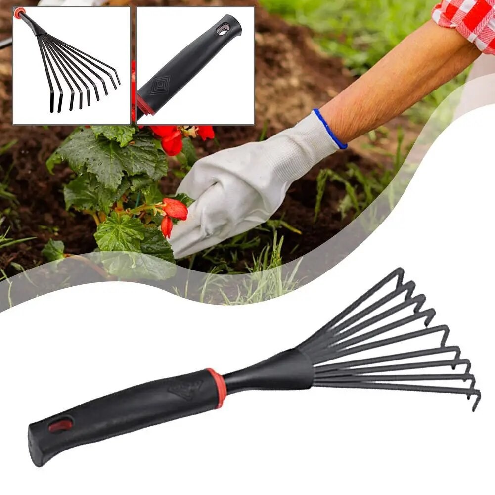 Small Handle Plastic Garden Rake For Outdoor Grass And Flower Beds