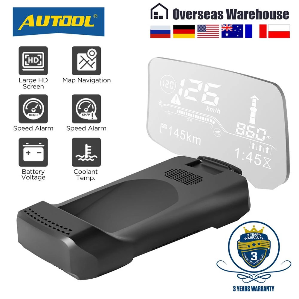 AUTOOL X500 OBD2 Scanner HUD & Car Wireless GPS Navigation Head Up ...