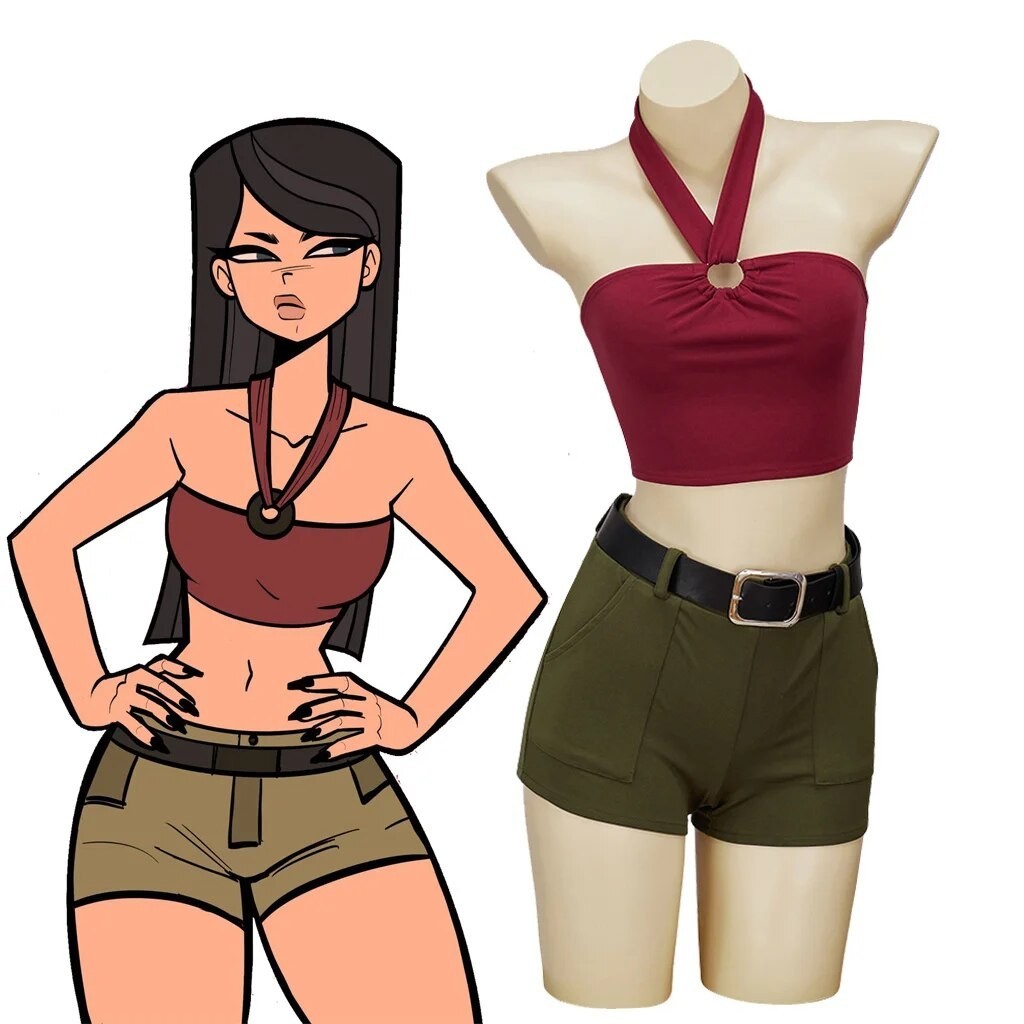 Heather Cosplay Sexy Outfits Anime Total Cos Drama Heather Costume Halter  Neck Cropped Top Shorts Se | Shopee Philippines