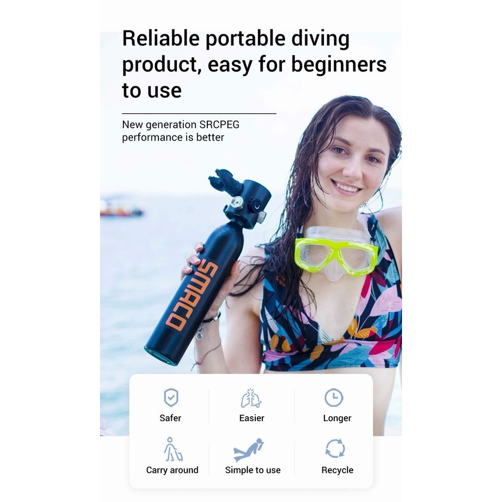 SMACO S500 Scuba Diving Cylinder Mini Oxygen Tank Set Respirator Can