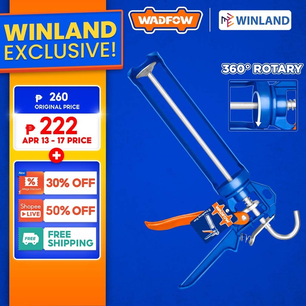 Wadfow by Winland Industrial Grade Caulking Silicone Sealant Gun 9" 55mm Aluminum Handle WADHT
