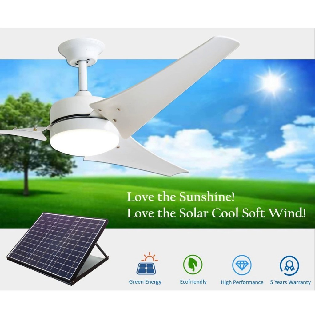 QHS8 Remote Control Day Night Cooling Lighting Solar Roof Fan Sunny ...