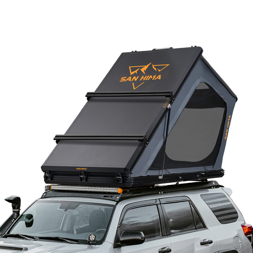 ♥2 Person Aluminium Triangle Car Rooftop Tent Hard Shell Cover Car Roof ...