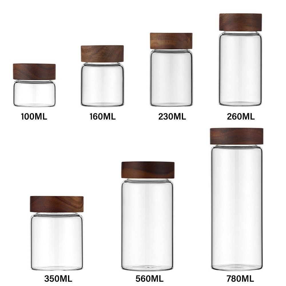 Glass Transparent Acacia Wood Containers With Lids Storage Tank Storage ...