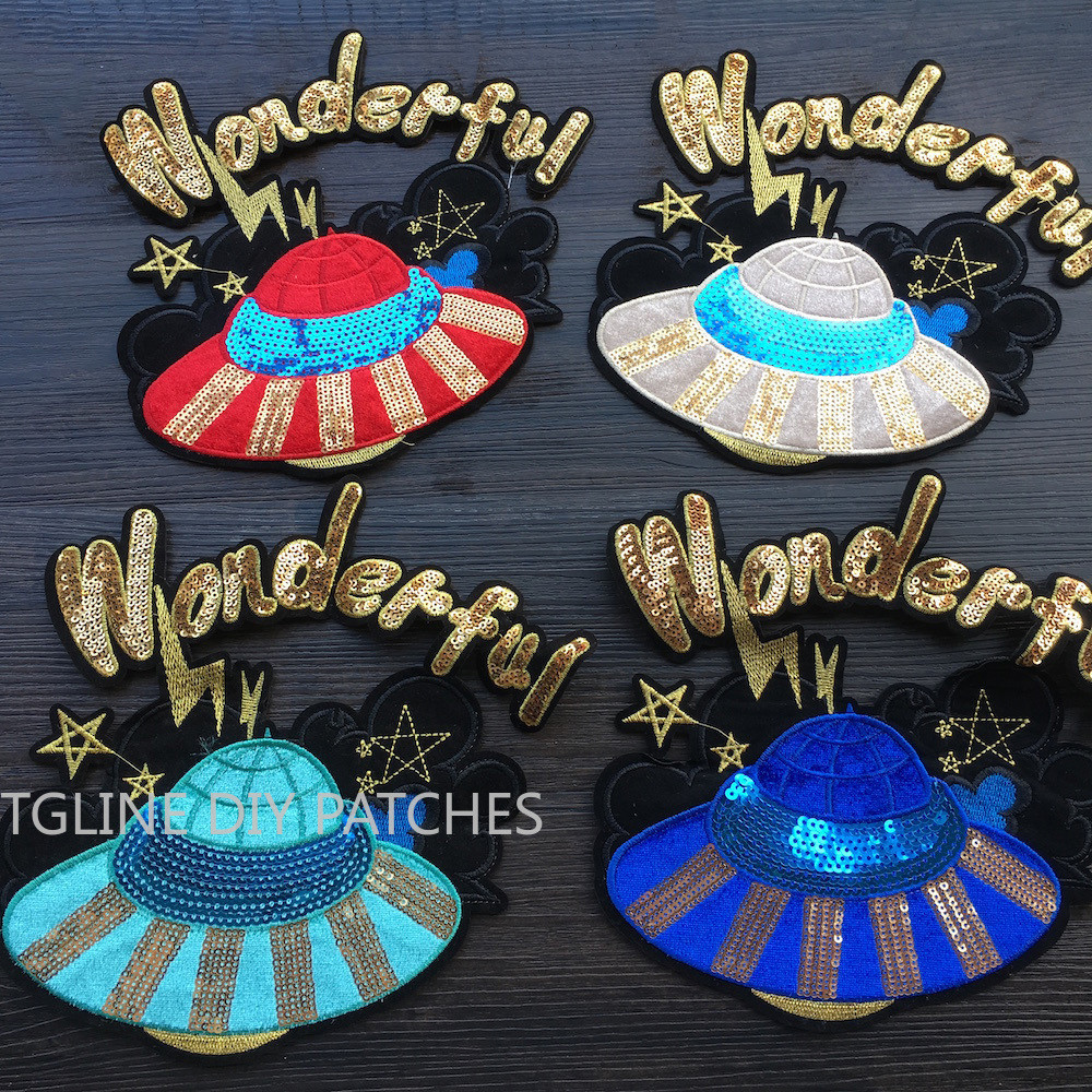 Colorful Big Hat Parches Embroidery Sewing on Sequined Patches for ...