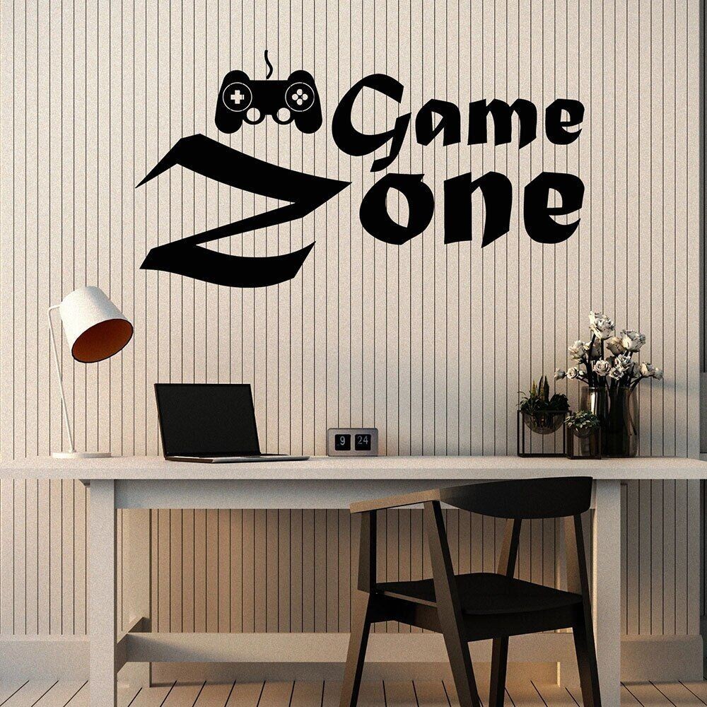 Game Zone Wall Decal Joystick Gaming Logo Door Window Vinyl Stickers ...