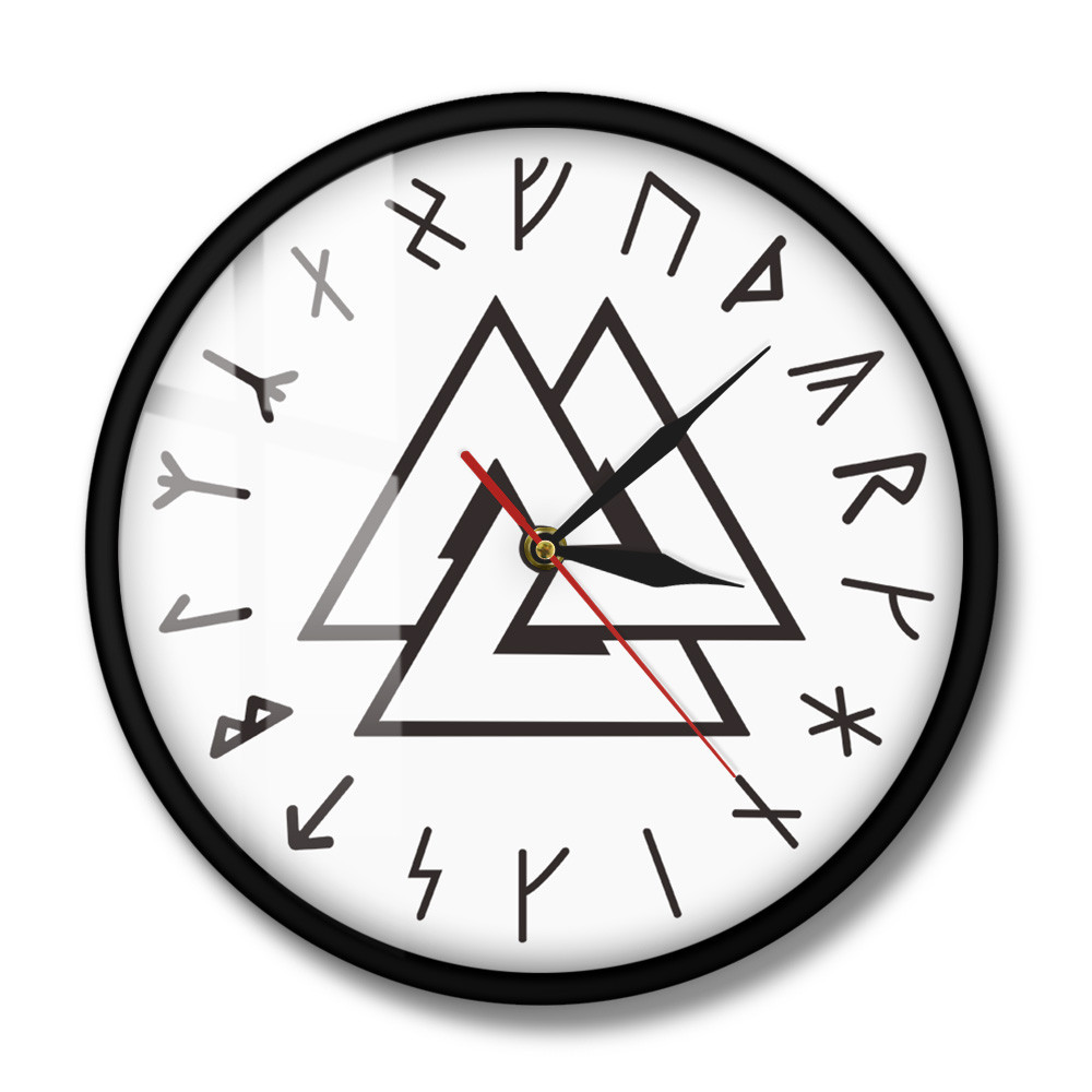 Valknut Odin Viking Symbol Runes Script Modern Wall Clock Viking Norse ...