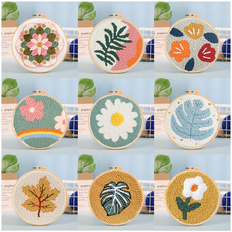 Cute Plants Punch Needle Starter Kits Soft Yarn Punch Needle Embroidery ...